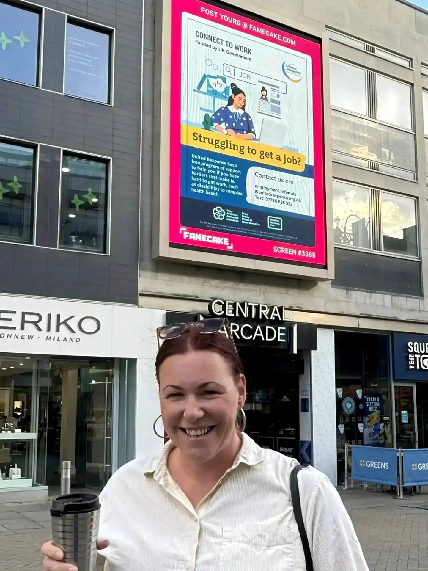A customer's post live on Briggate, Leeds