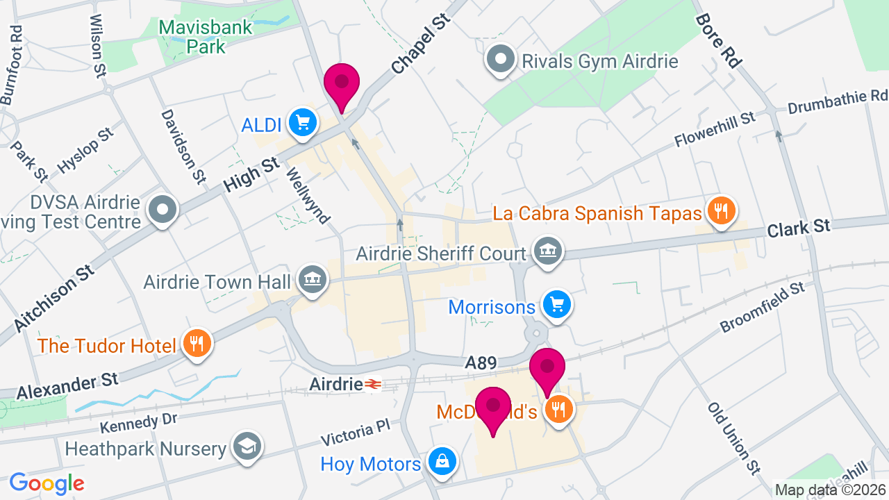 Map of digital billboard locations in Airdrie