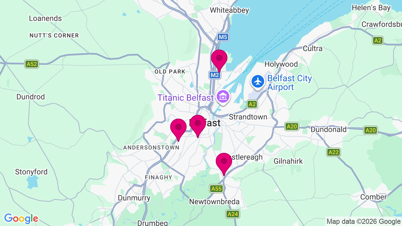 Map of digital billboard locations in Belfast