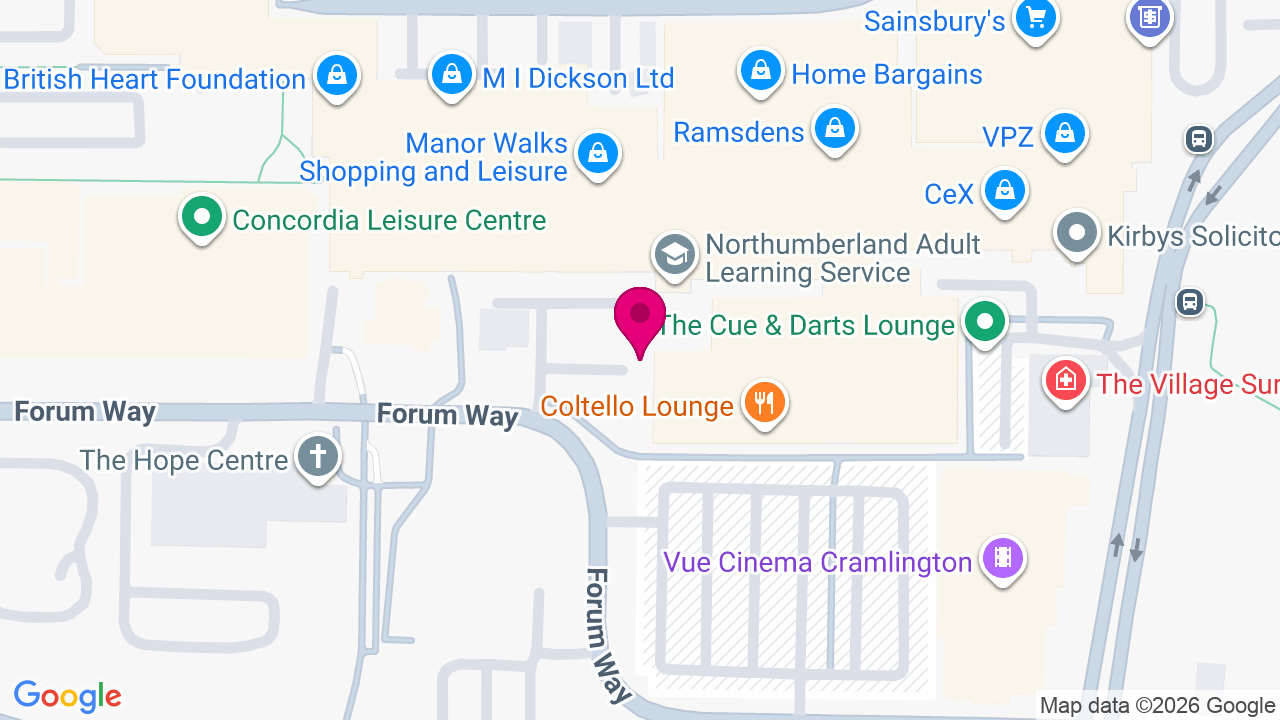 Map of digital billboard locations in Cramlington
