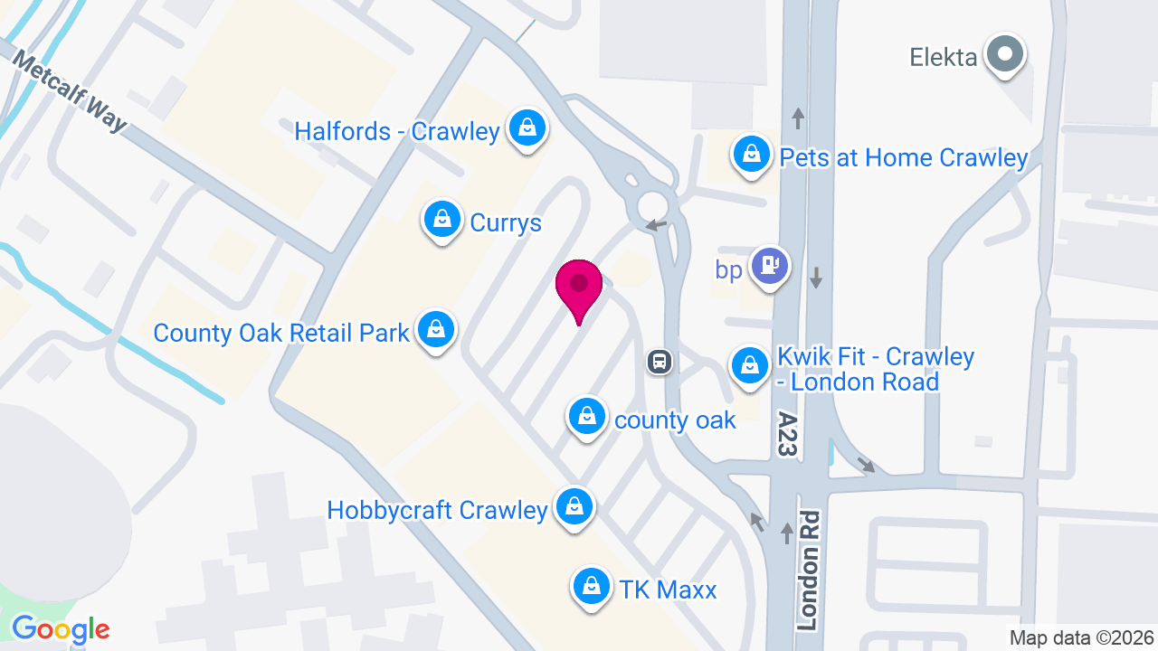 Map of digital billboard locations in Crawley