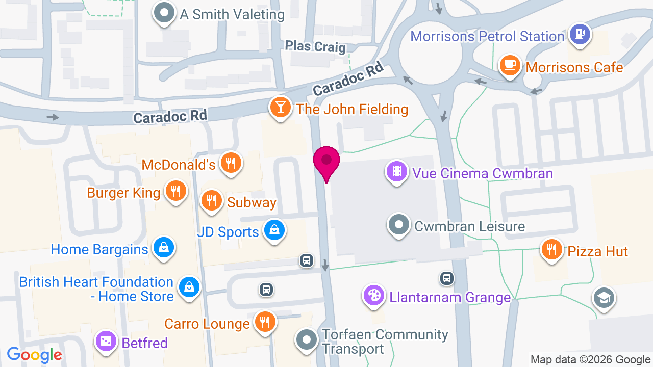 Map of digital billboard locations in Cwmbran