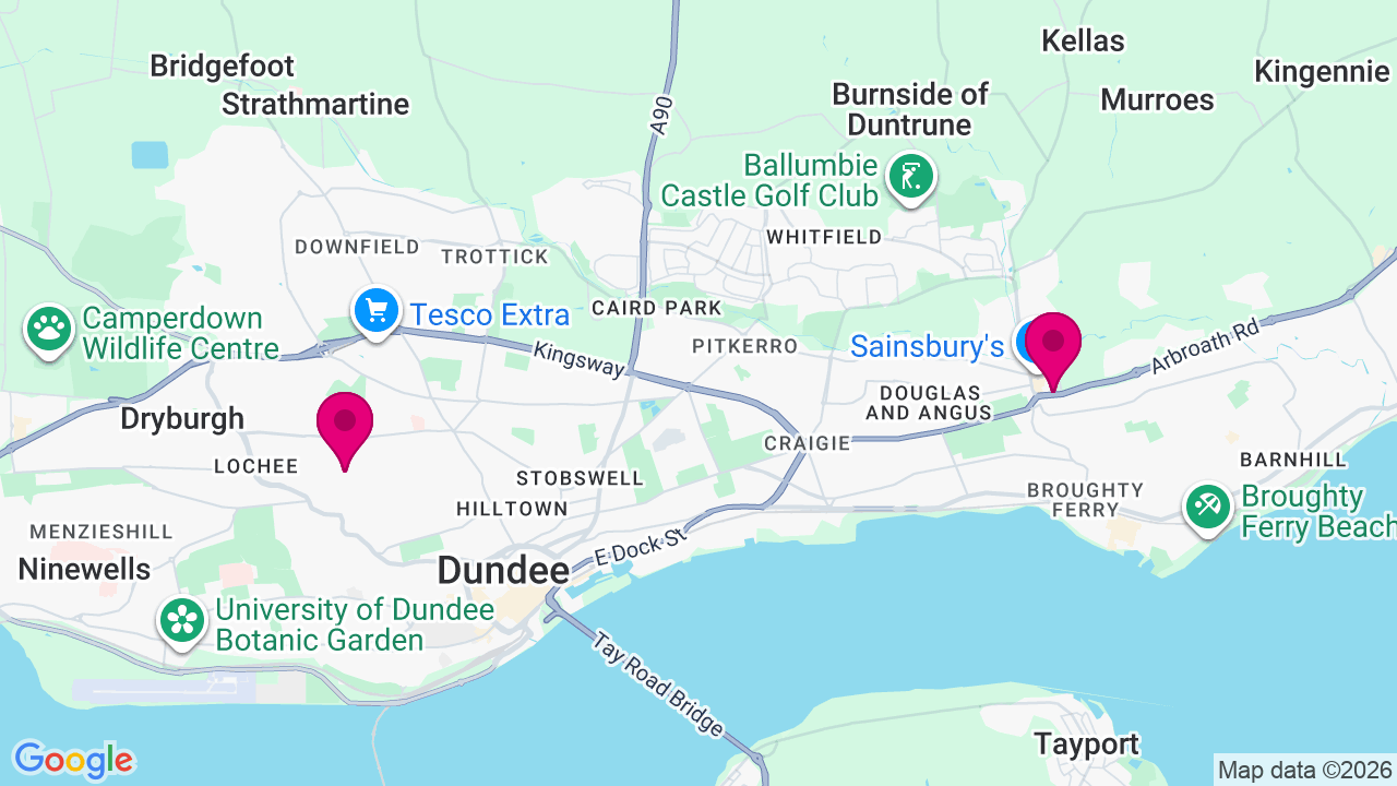 Map of digital billboard locations in Dundee