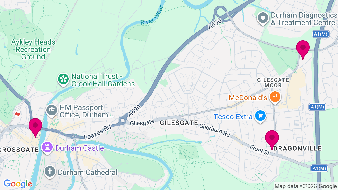 Map of digital billboard locations in Durham