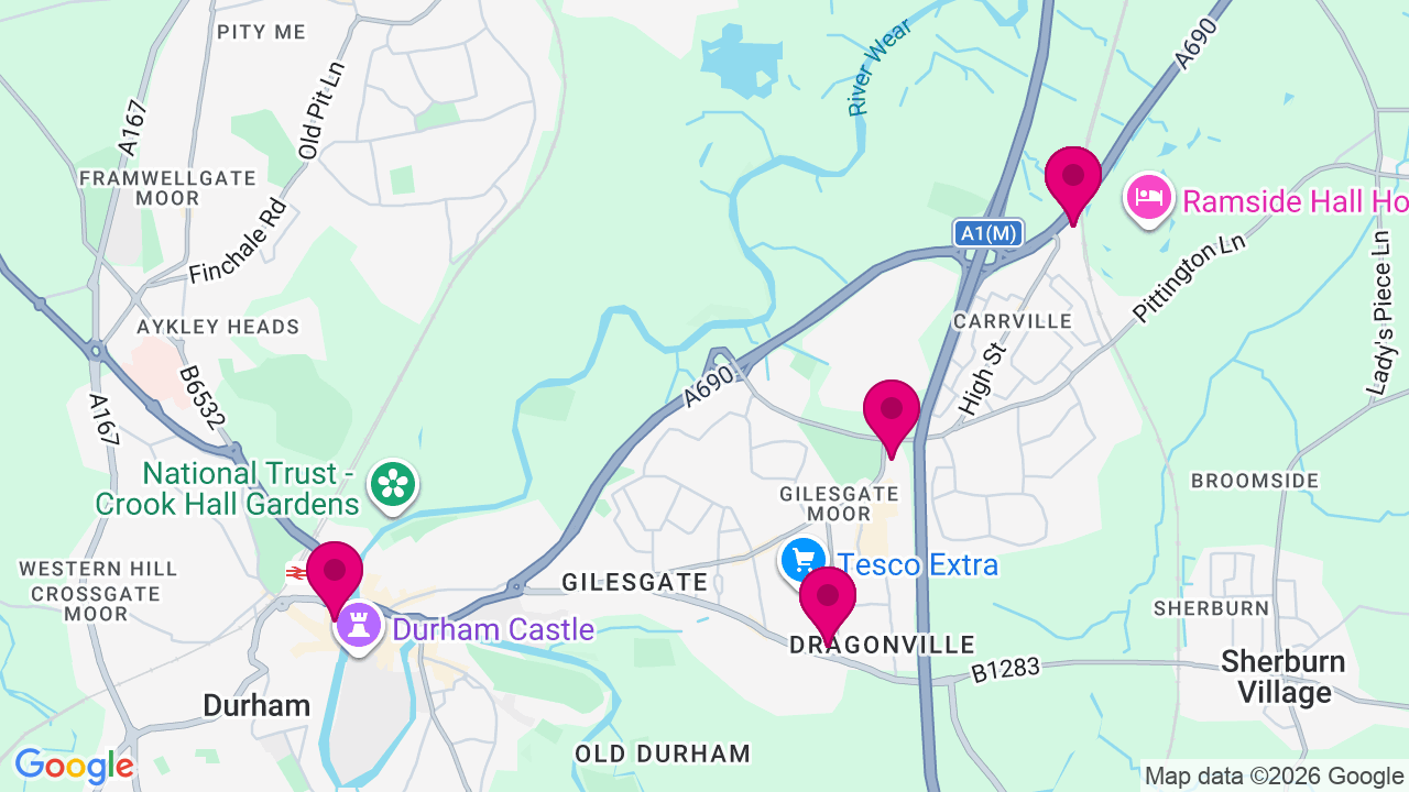 Map of digital billboard locations in Durham