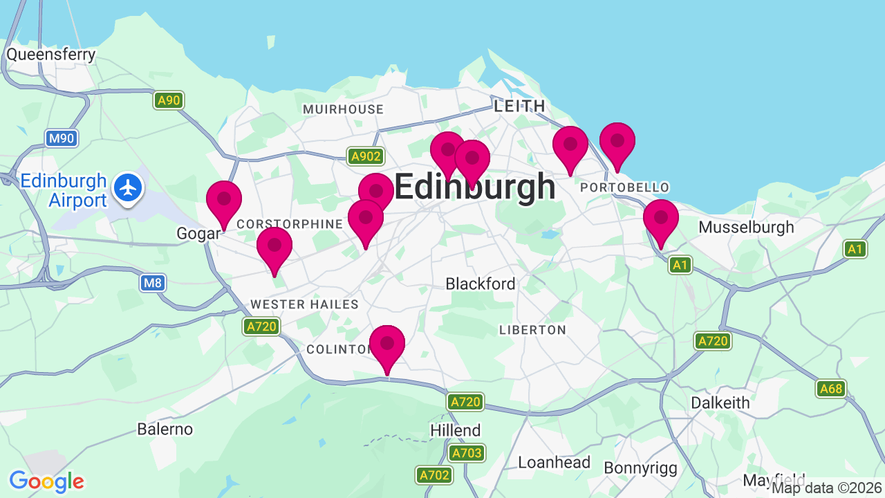 Map of digital billboard locations in Edinburgh