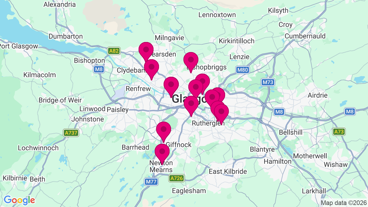 Map of digital billboard locations in Glasgow