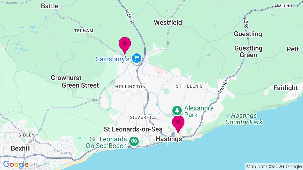 Map of digital billboard locations in Hastings