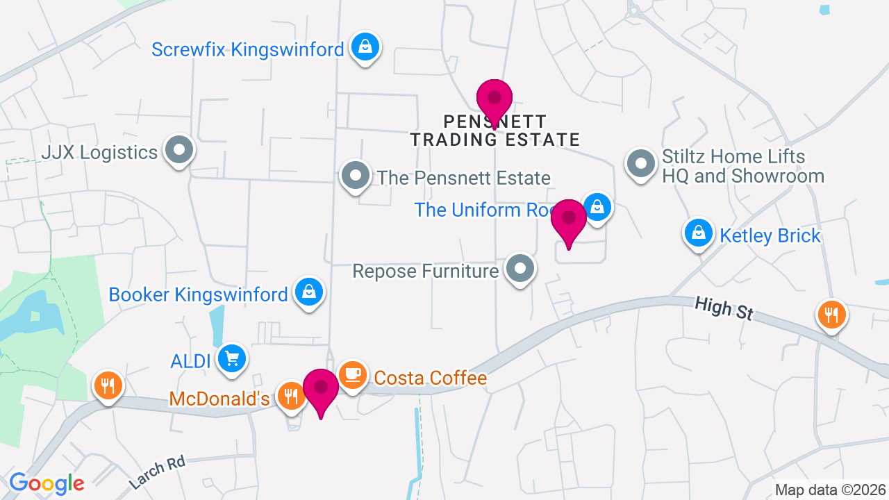 Map of digital billboard locations in Kingswinford