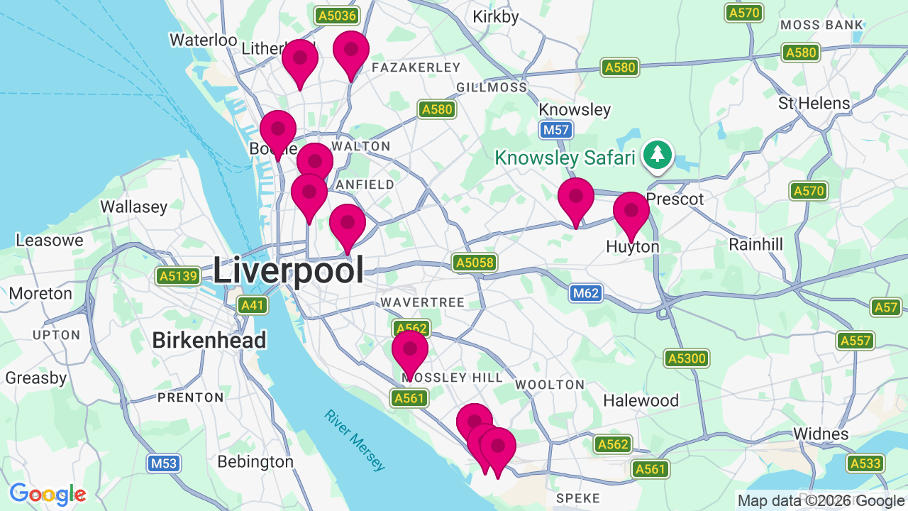 Map of digital billboard locations in Liverpool