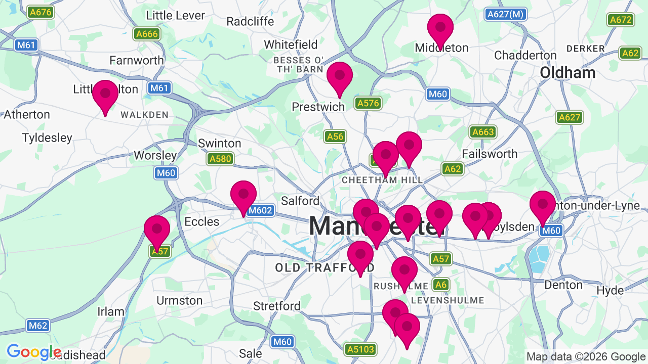 Map of digital billboard locations in Manchester