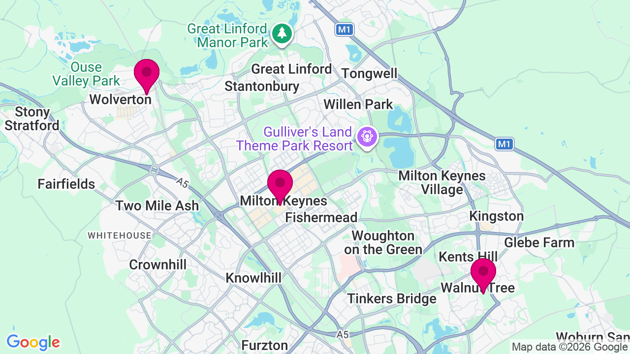 Map of digital billboard locations in Milton Keynes