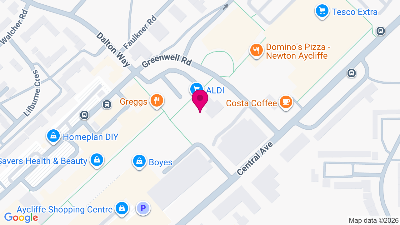 Map of digital billboard locations in Newton Aycliffe