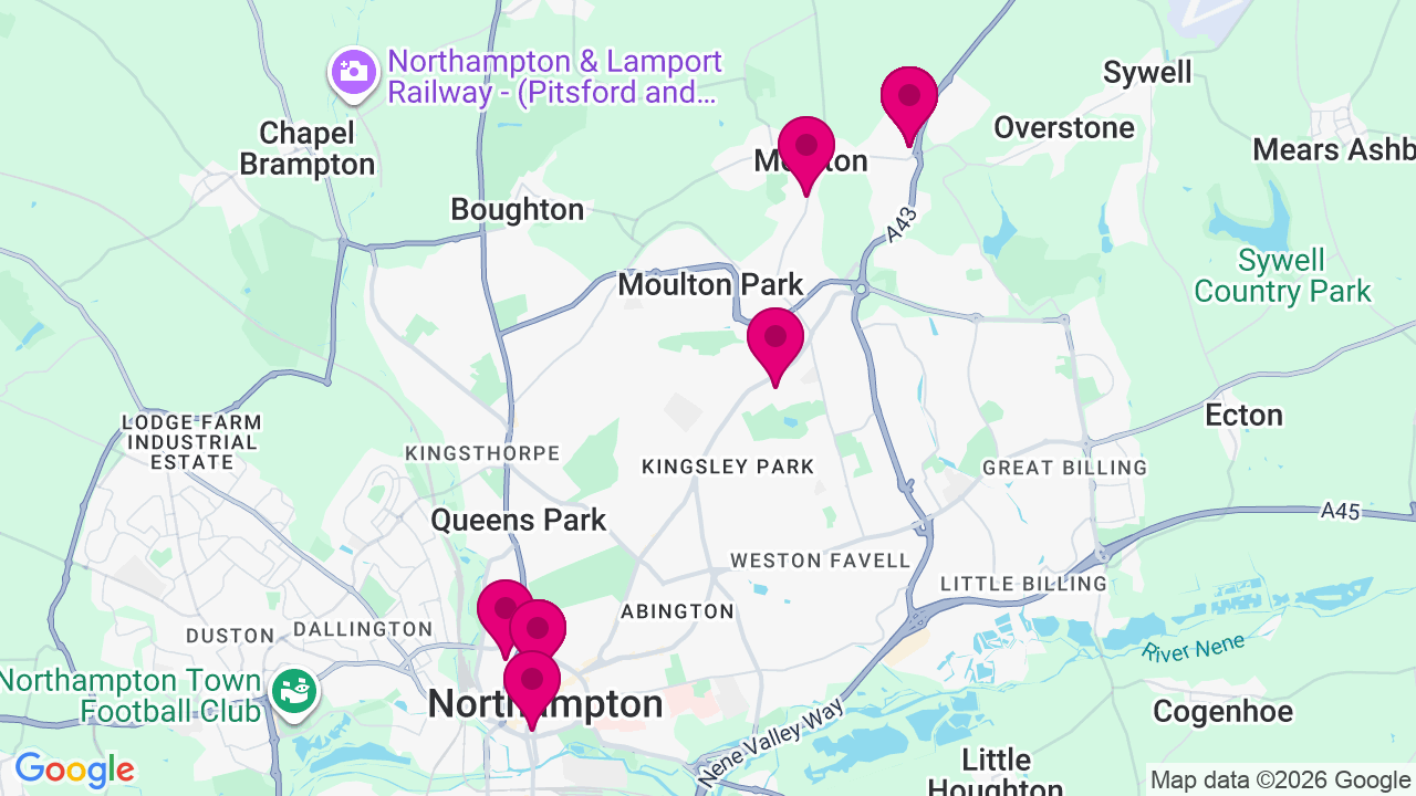 Map of digital billboard locations in Northampton