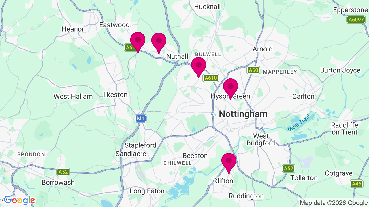 Map of digital billboard locations in Nottingham