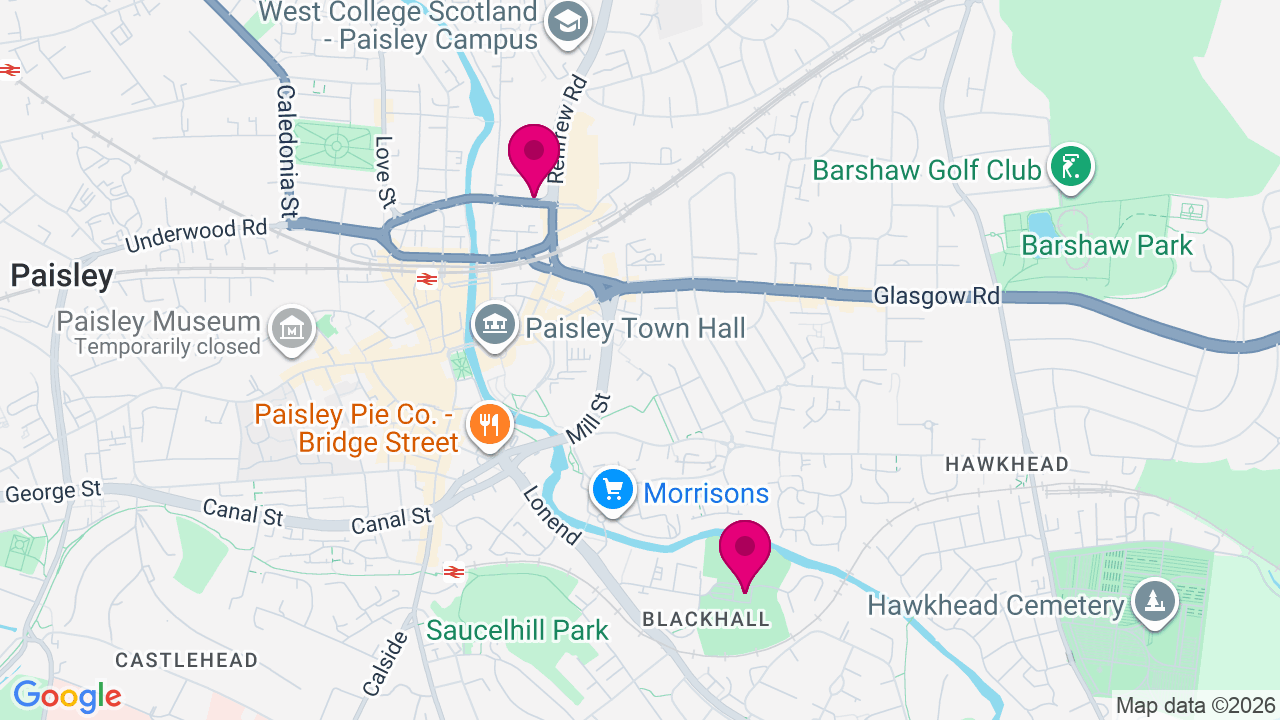 Map of digital billboard locations in Paisley