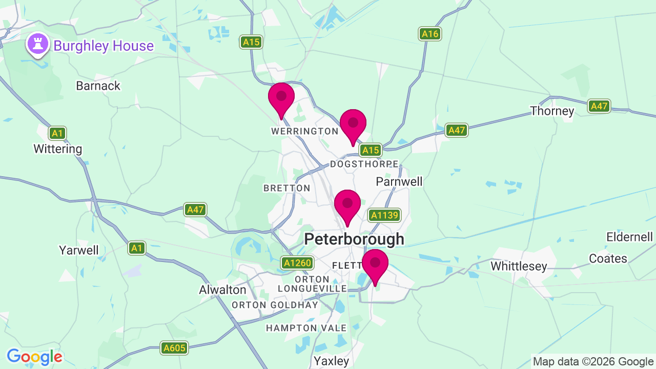 Map of digital billboard locations in Peterborough