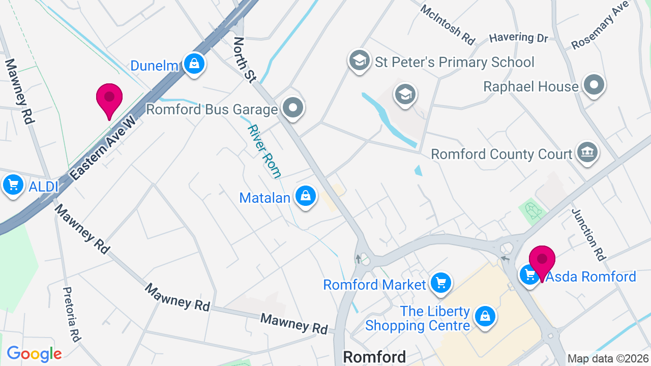 Map of digital billboard locations in Romford