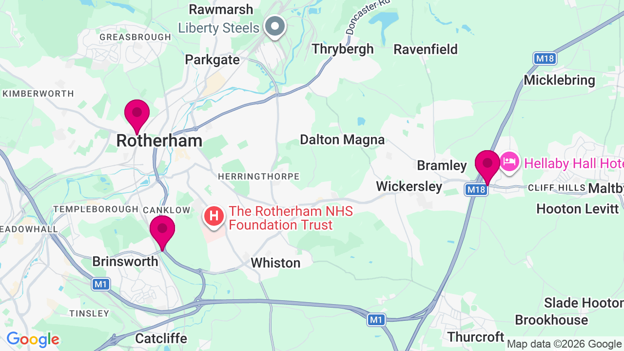 Map of digital billboard locations in Rotherham