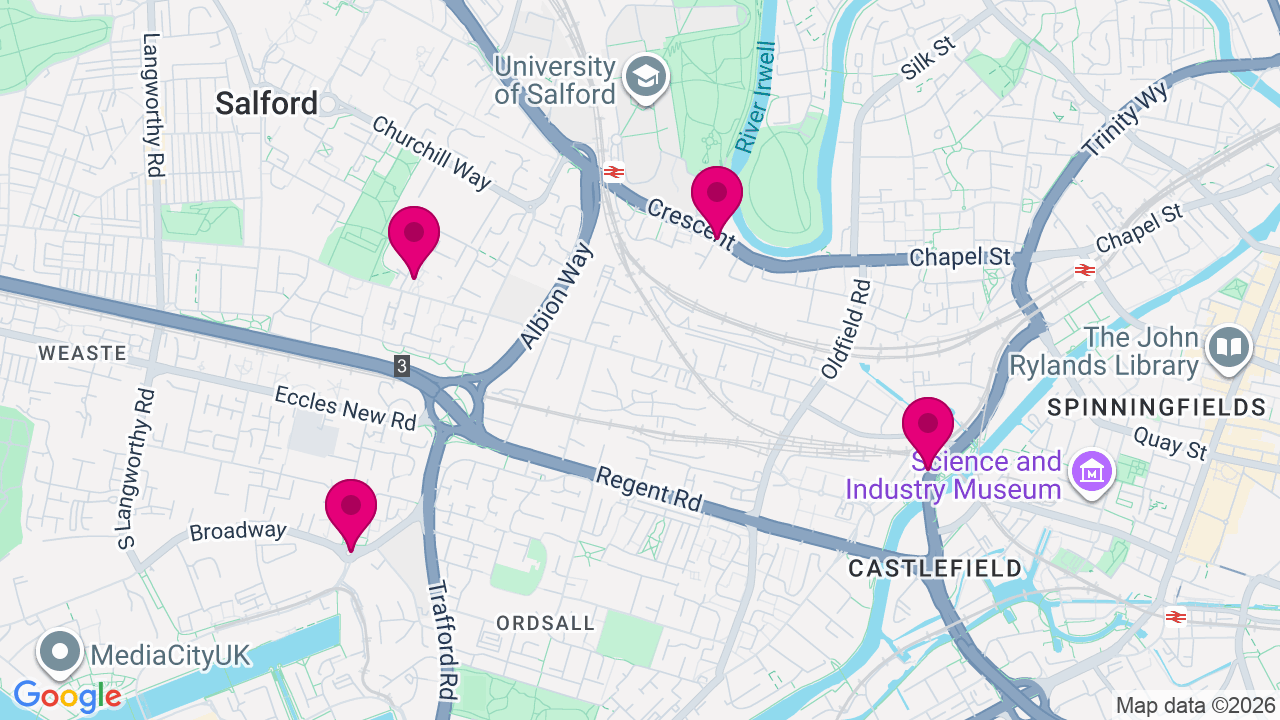 Map of digital billboard locations in Salford