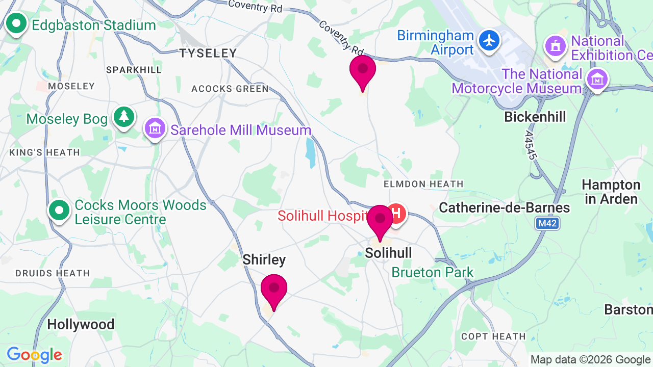 Map of digital billboard locations in Solihull