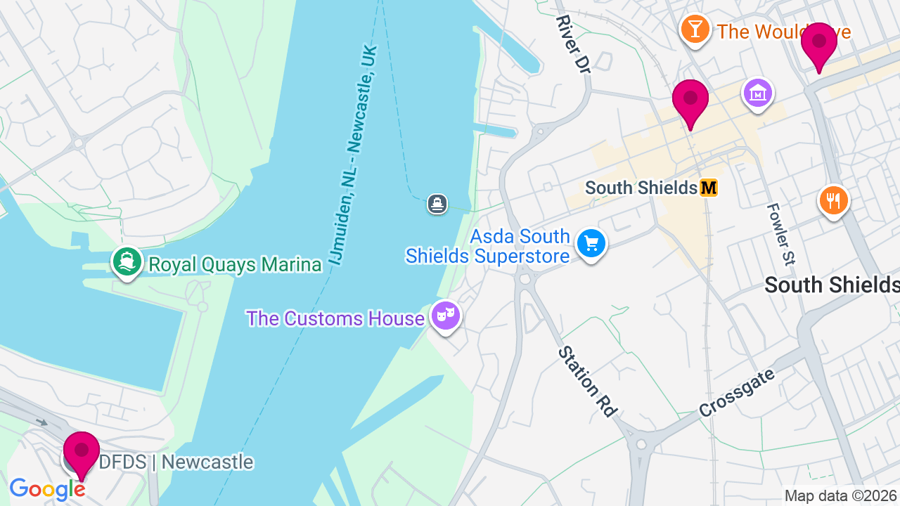 Map of digital billboard locations in South Shields