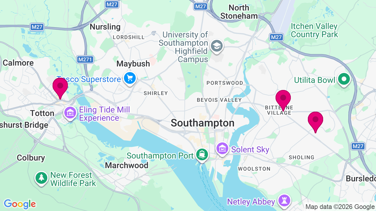 Map of digital billboard locations in Southampton