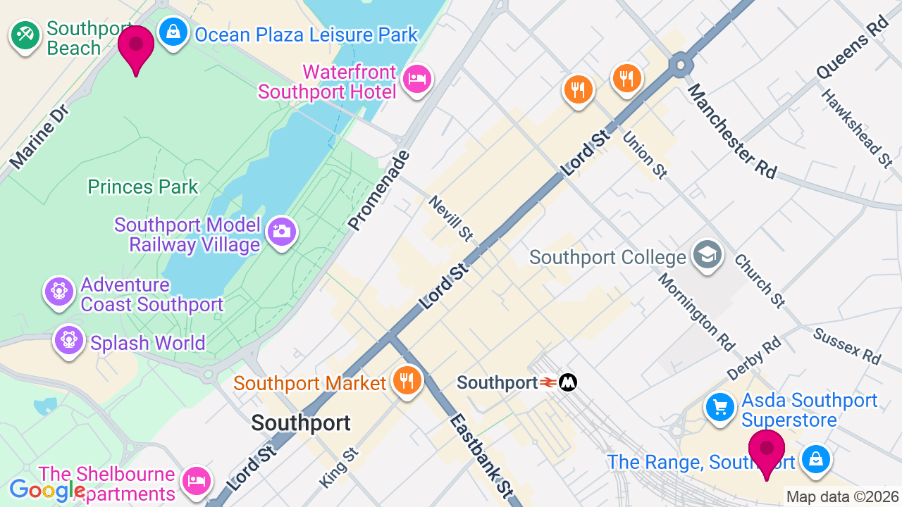 Map of digital billboard locations in Southport