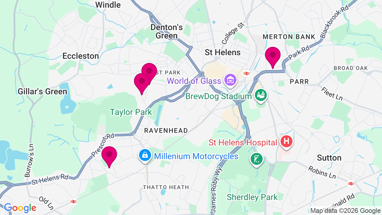 Map of digital billboard locations in St Helens