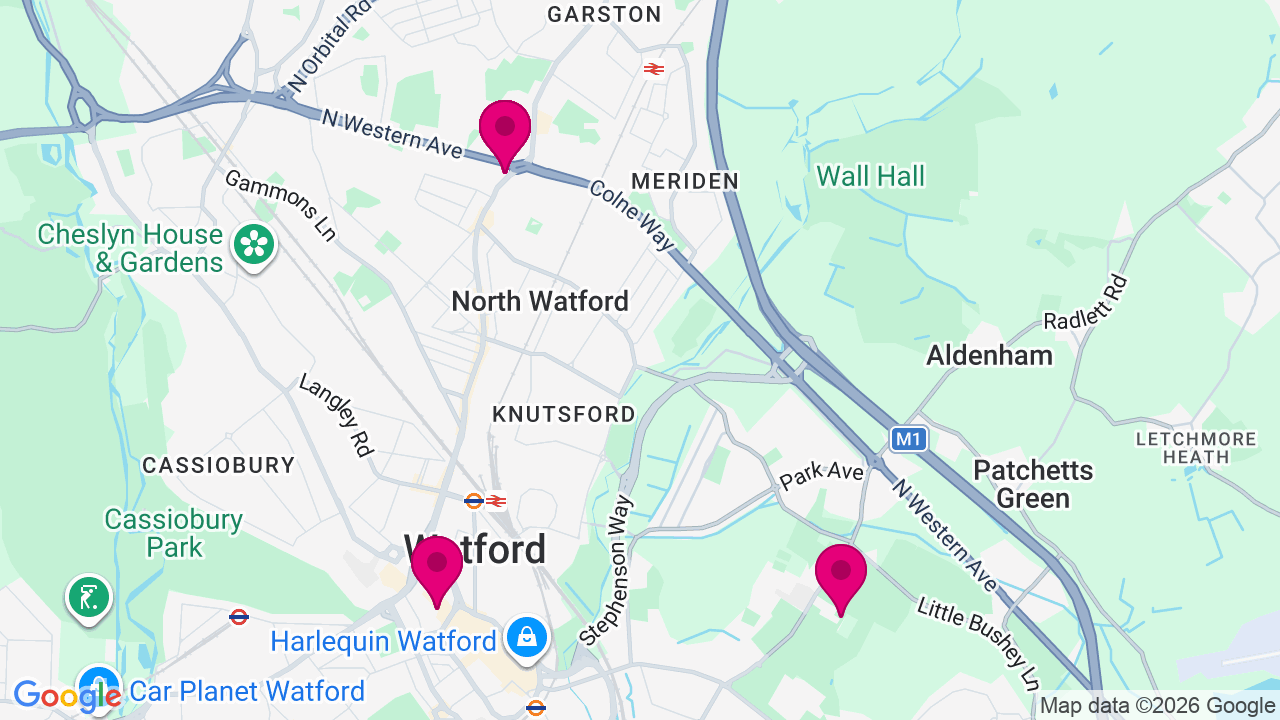 Map of digital billboard locations in Watford