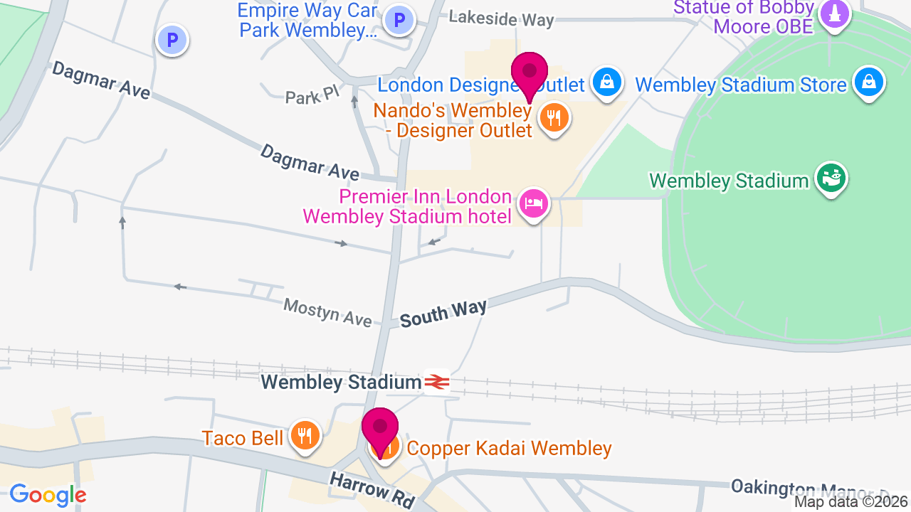 Map of digital billboard locations in Wembley