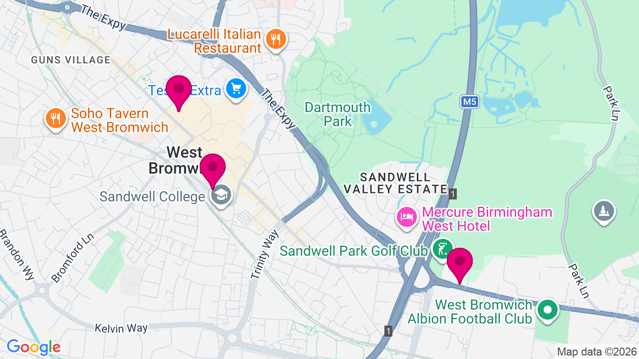 Map of digital billboard locations in West Bromwich