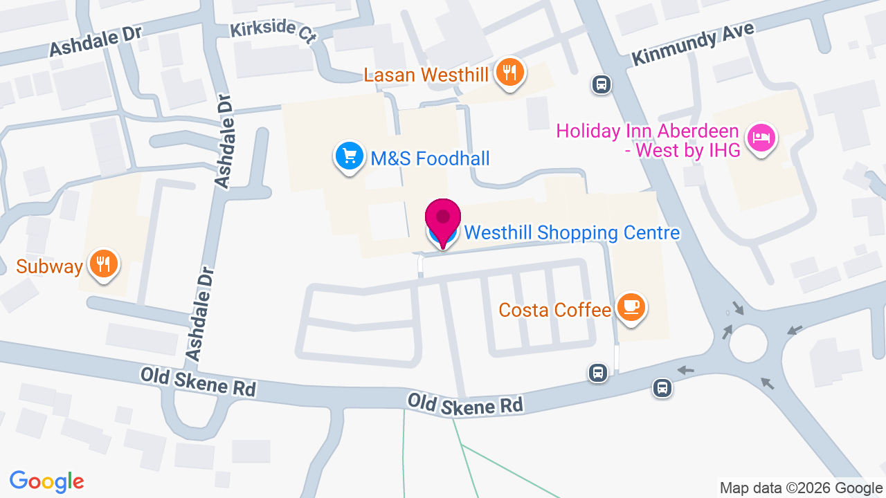 Map of digital billboard locations in Westhill